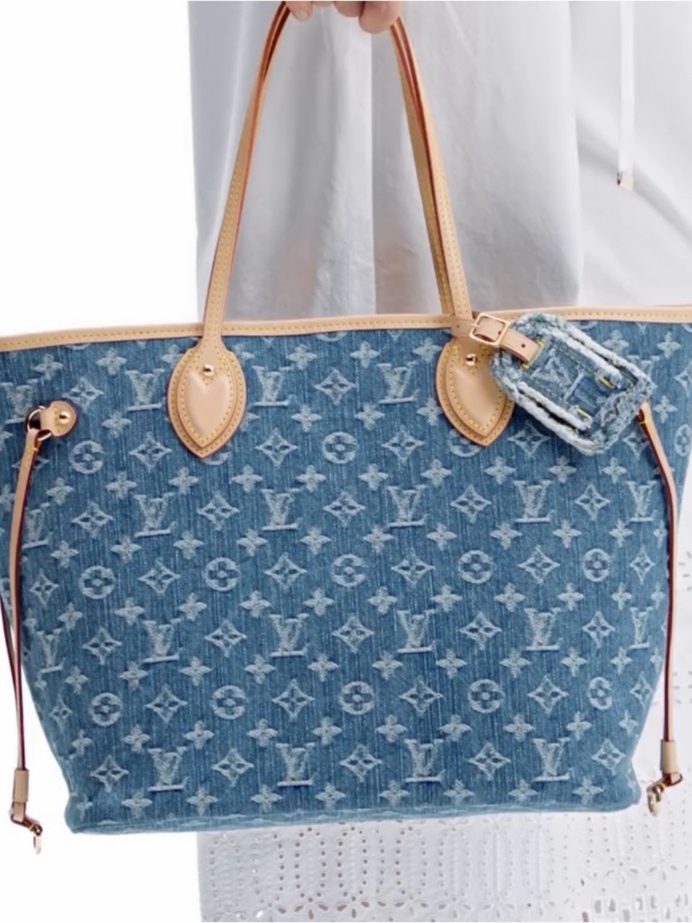 Louis Vuitton Denim Monogram Tote with Natural Leather Trim